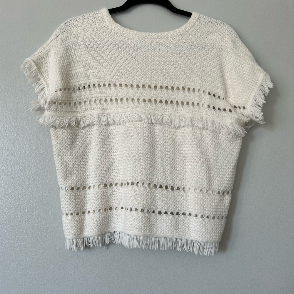 Fringe Sweater. Short sleeved sweater